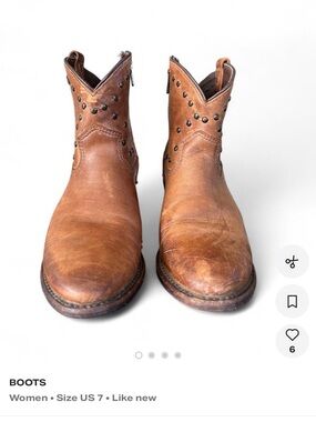 Women's Tan Leather Ankle Boots with Stud Detail